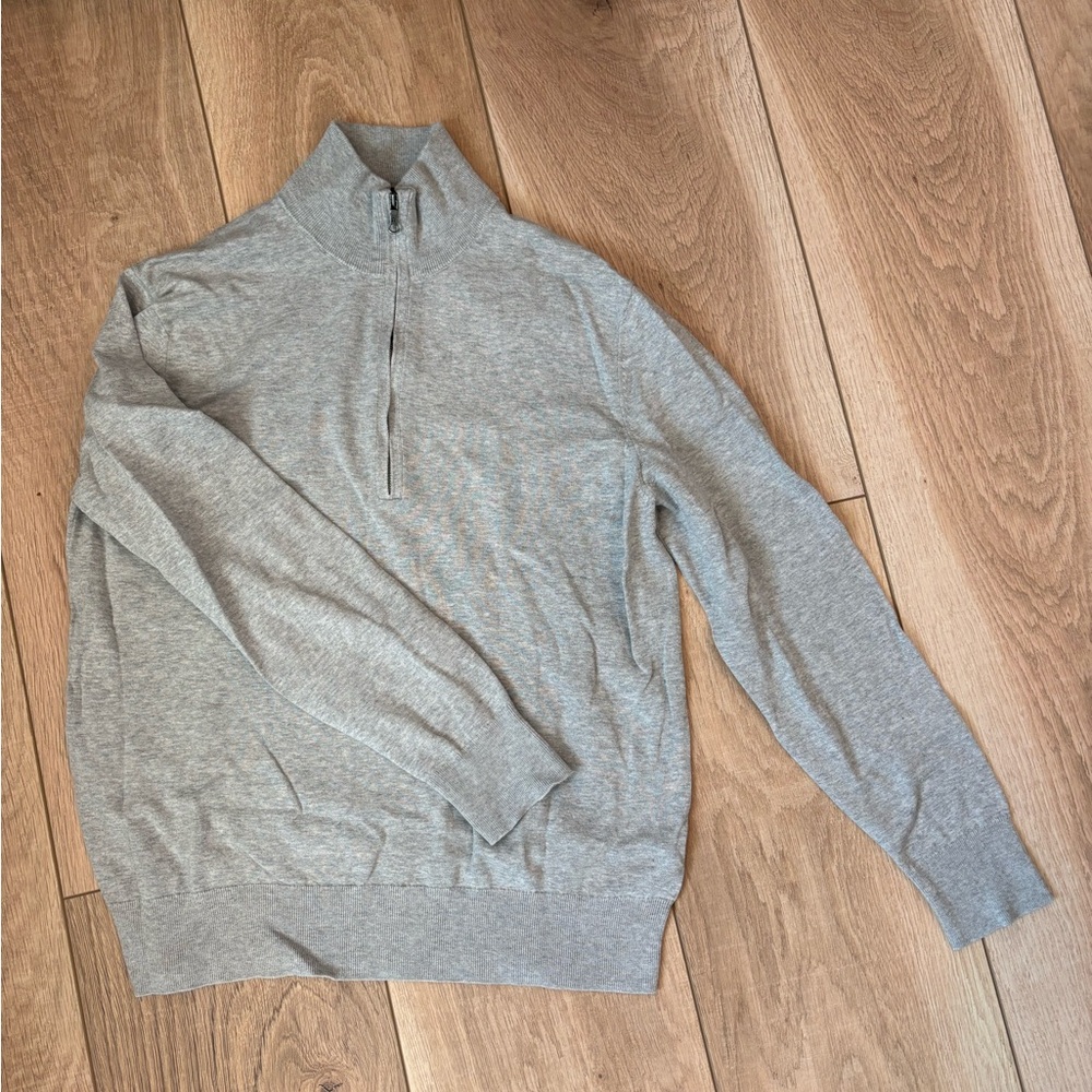 Brooks Brothers 1/4 Zip Cotton Sweater – Light Gray – Size M, EUC
